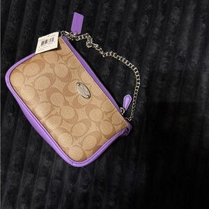 Coach Tan and Purple purse with Signature Monogram-NWT